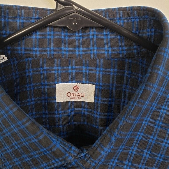 Oriali Firenze Mens Checkered Print Long Sleeve Button Down Shirt Size 16 1/2-42 - Picture 6 of 8